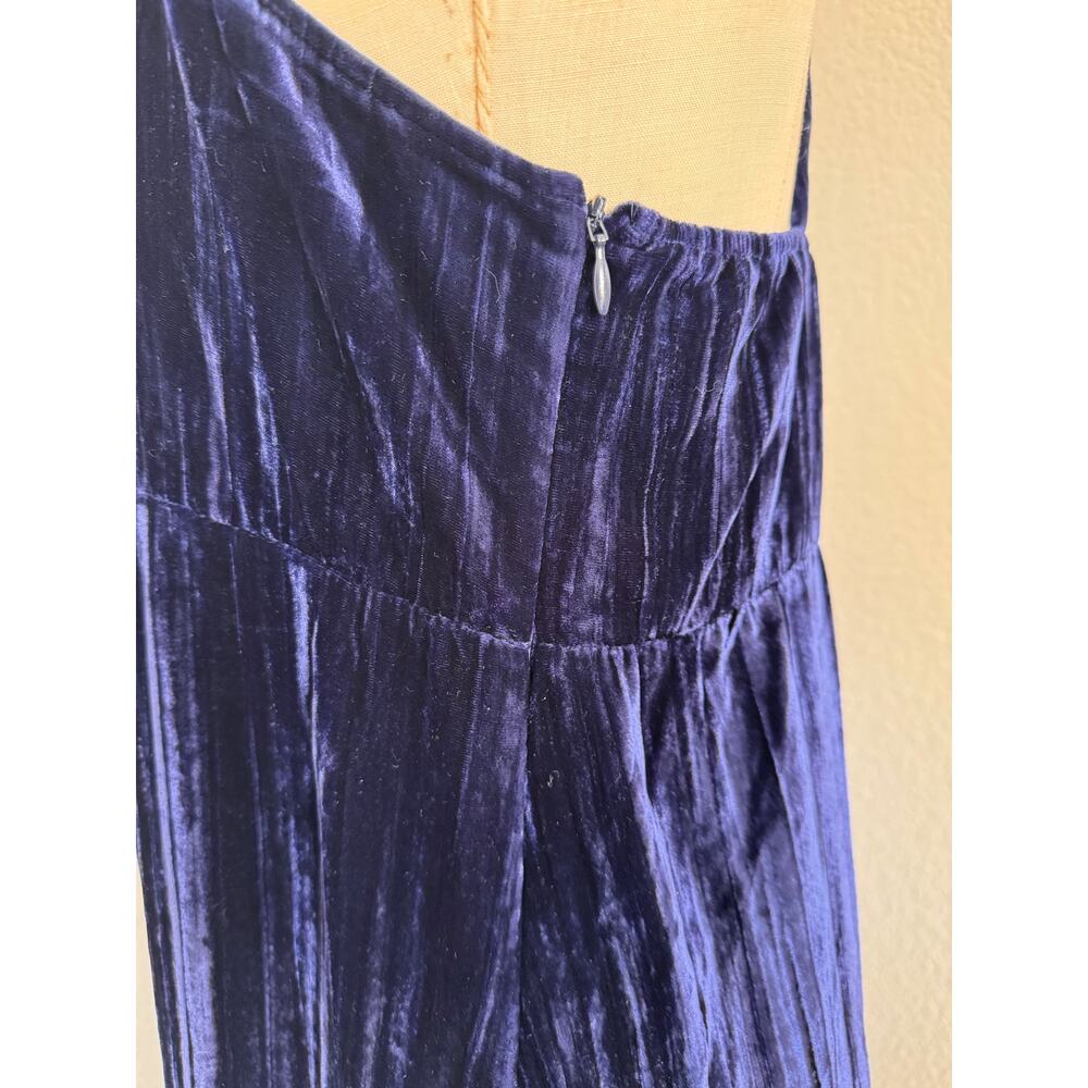 Madewell Silk Blend Velvet Slip Dress Navy Blue Midi Sweetheart Size L - Picture 6 of 11